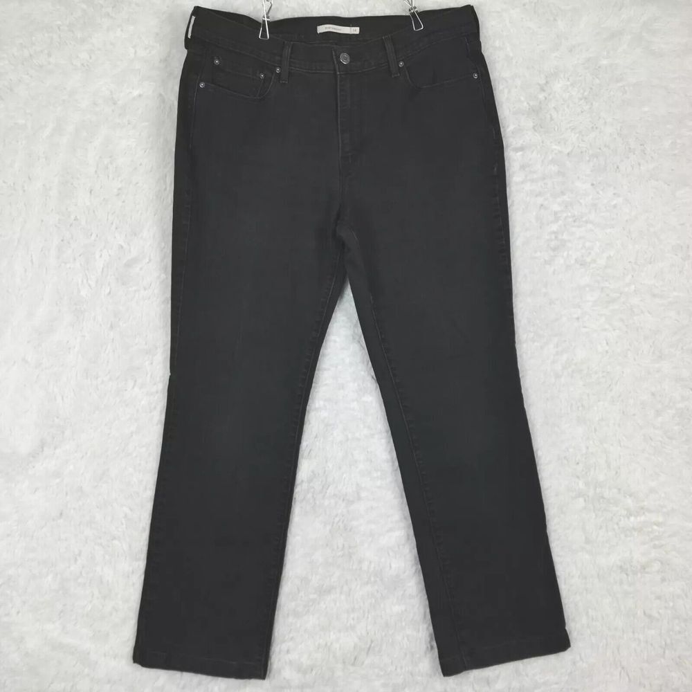 Levi's Womens Jeans 505 Straight Leg Denim Black Wash High Rise Long 14L